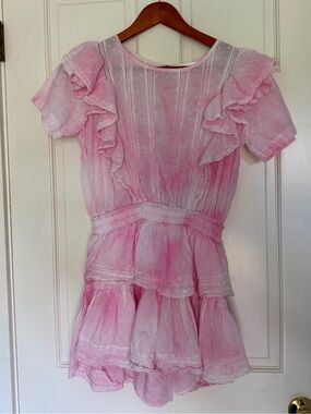 Love Shack Fancy Natasha Heritage Mini Dress Peony Pink